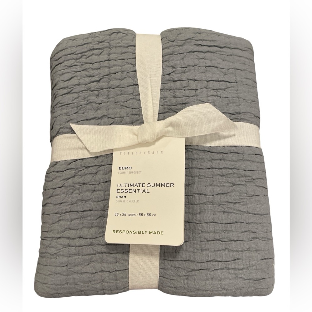 Pottery Barn Ultimate Summer Essential Quilted Sham Chambray Euro